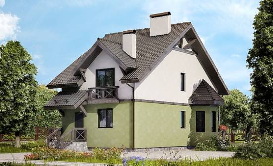 120-003-П Проект двухэтажного дома с мансардным этажом, классический дом из бризолита Минск | Проекты домов от House Expert