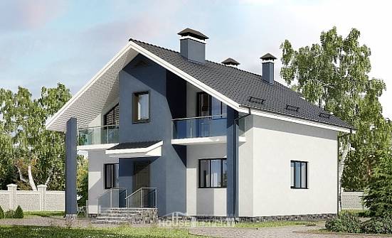 150-005-П Проект двухэтажного дома мансардой, скромный домик из блока Минск | Проекты домов от House Expert