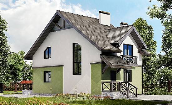 120-003-П Проект двухэтажного дома с мансардным этажом, классический дом из бризолита Минск | Проекты домов от House Expert