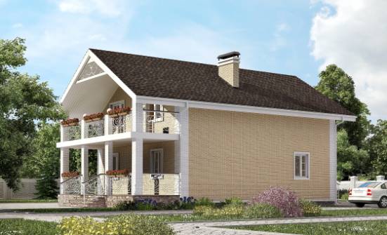 150-007-Л Проект двухэтажного дома мансардой, современный домик из твинблока Минск | Проекты домов от House Expert